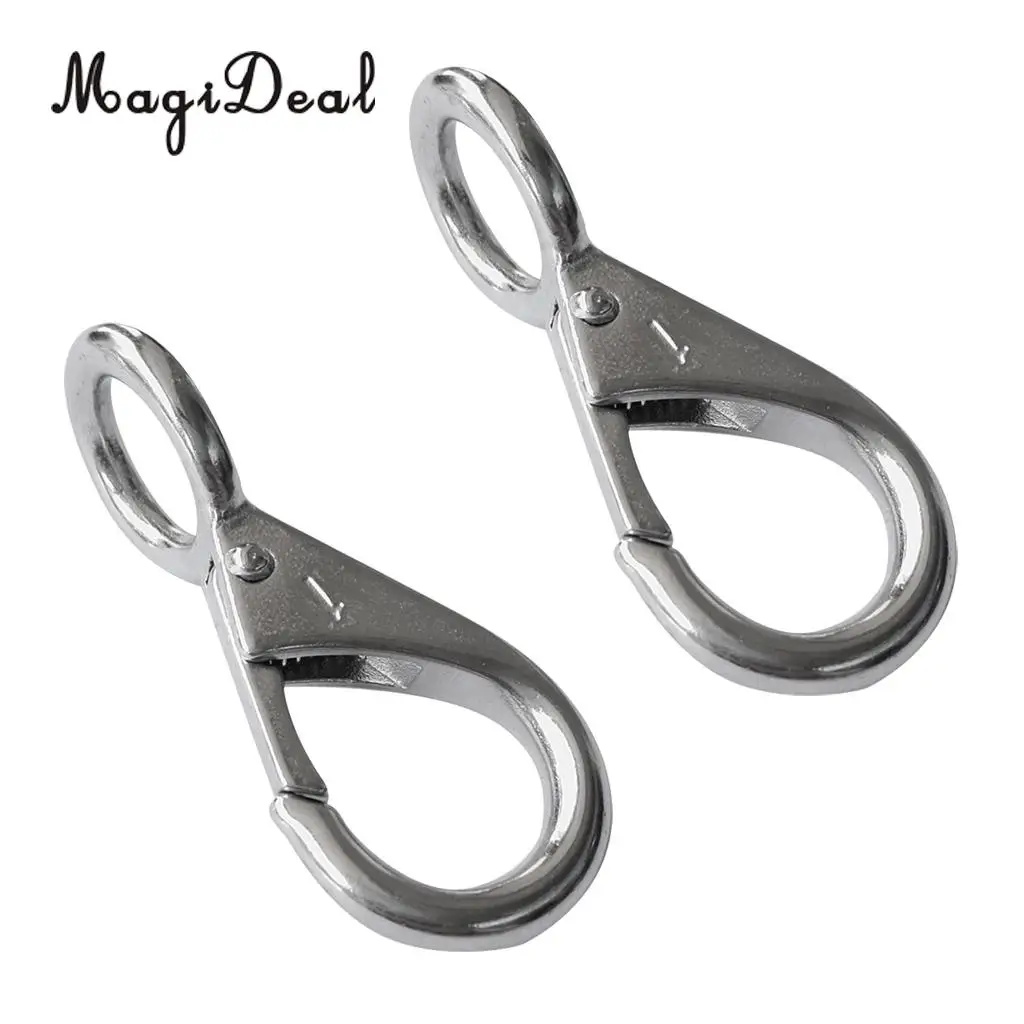 MagiDeal Superior 2Pcs 316 Stainless Steel Fixed Eye Boat Spring Snap Hook Marine Hardware Kit for Marine Industrial Application