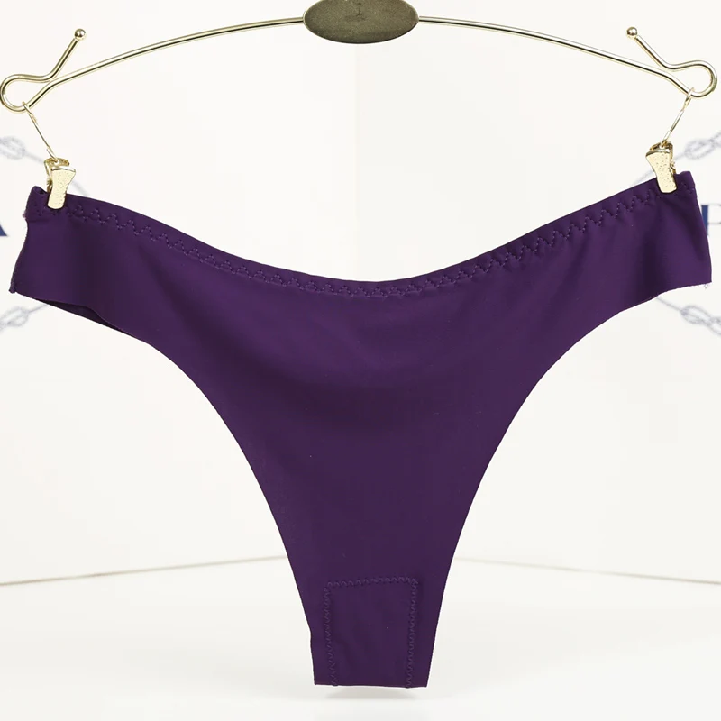 

CIM Cotton bottom file cloth ice silk seamless pants solid color one-piece underwear female temptation sexy T pants
