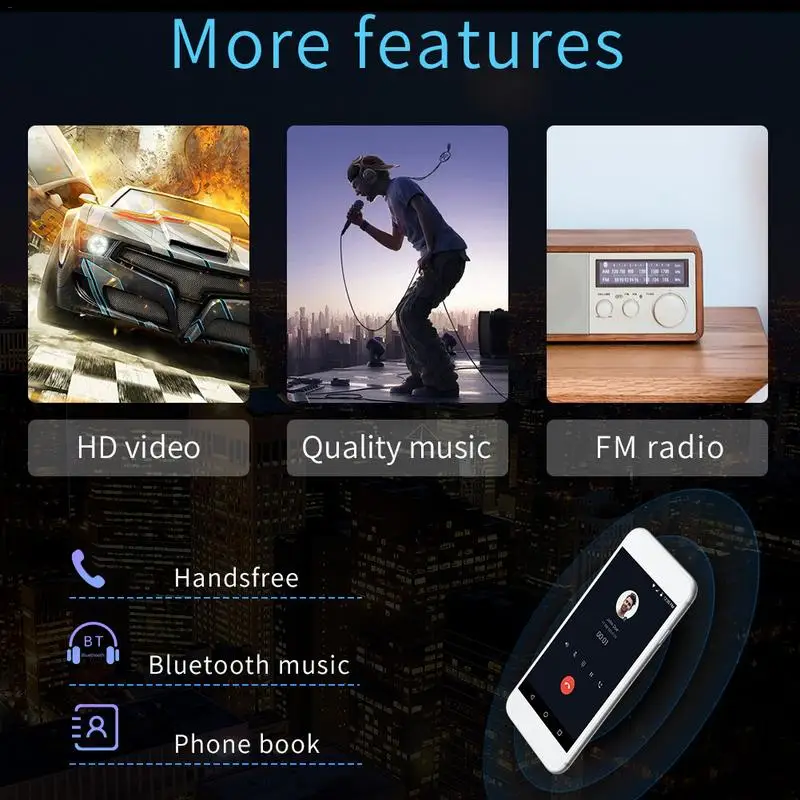  Android 8.1 Quad Cores 7 Inch 2 DIN Touch Screen Car HD MP5 Player Radio BT USB FM GPS WIFI Steerin