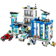 890 шт. 10424 городской полицейский участок строительные блоки фигурки Набор вертолет тюрьма ячейка Bringuedos 60047 Кирпичи Игрушки