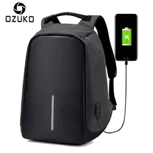 OZUKO 2017 Fashion Anti-theft USB charging Men Laptop Backpack Women Mochila Multifunctional Casual Travel School Backpacks Bag