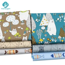Mensugen, хлопковая ткань с рисунком медведя, рыбы, Саржевые счетчики для шитья детской кроватки, бамперная ткань, простыня, одеяло, подушки, ткань для шитья
