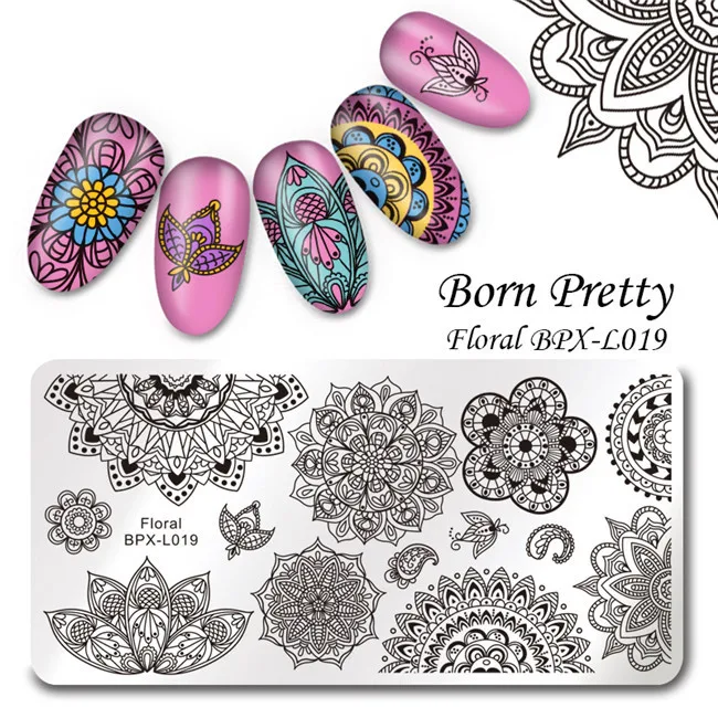 1 Шт. Born pretty различные геометрическые фигуры ногтей штампа шаблон плиты, прямоугольный ногтей штампа плиты BPX-L017-L023 - Цвет: BPX L019