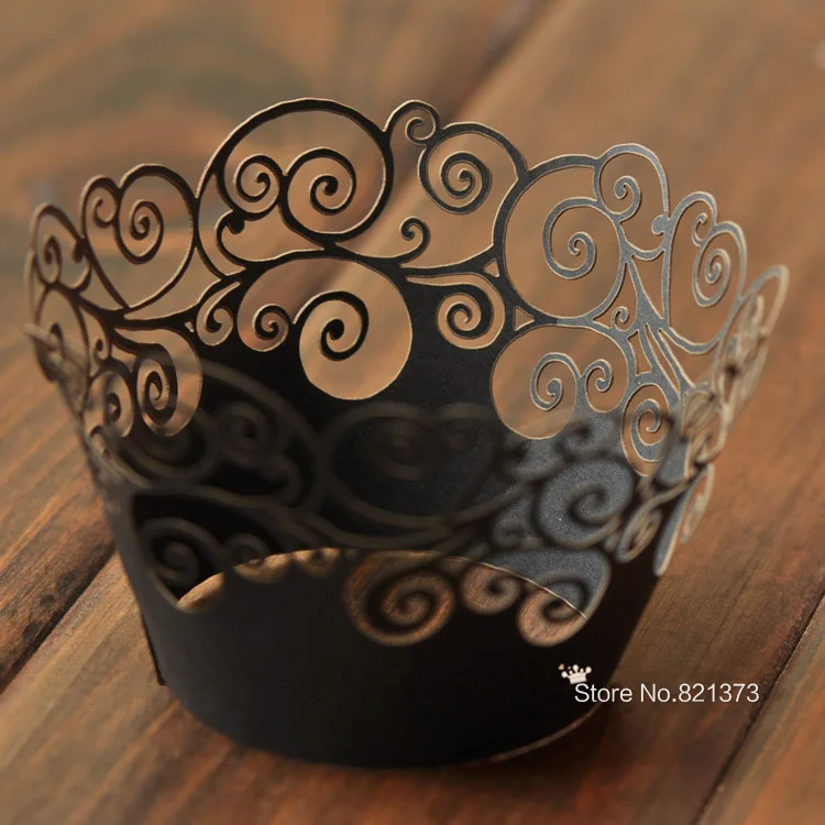 150 Pack Cupcake Wrappers, Lace Laser Cut Liner, Paper Baking Cups For Wedding Gift