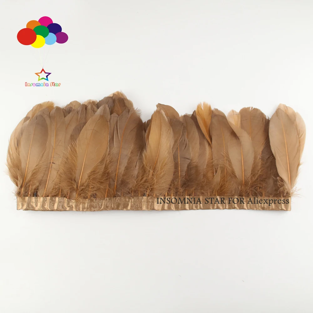 2 метра гусиные перья отделка окрашенный кофе ленты 15-20 см утка карнавальные украшения