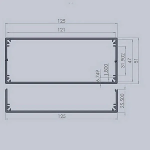 Алюминиевый корпус PCB ПРОЕКТ ЭЛЕКТРИЧЕСКАЯ разделенная коробка экструзионный чехол 125*51*150 мм DIY