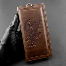 Орел стильный Для мужчин карманные деньги кошелек, кожаный кошелек ID кредитных карт клатч для карт мужской двойной коричневый