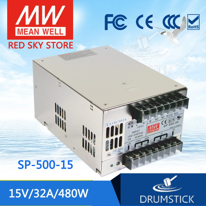 

MEAN WELL SP-500-15 15V 32A meanwell SP-500 500.4W Single Output with PFC Function Power Supply