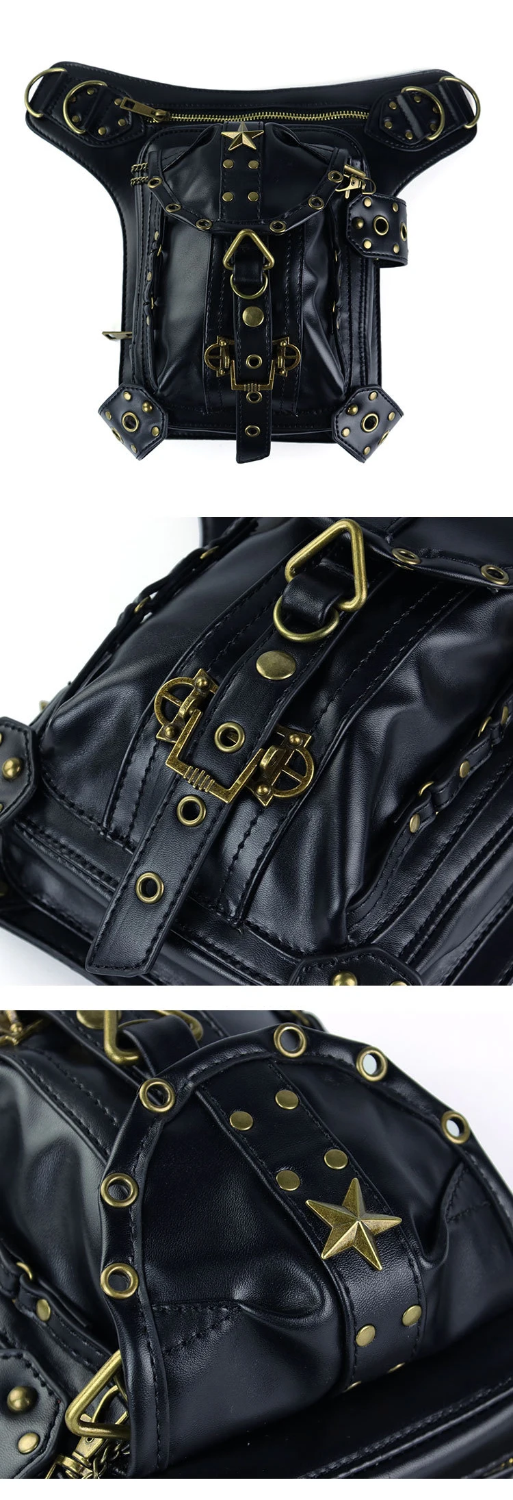 Wo мужские s сумки стимпанк готика сумка через плечо сумка винтажная Мода Ретро Рок поясная сумка маленькая нога сумка для мужчин панк хип хоп