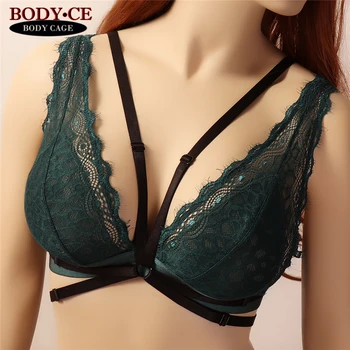 

Womens Harness Lingerie Bondage Bra black Elastic Strappy Tops Body Cage Halter Bustier belt Sexy Burlesque dance Rave