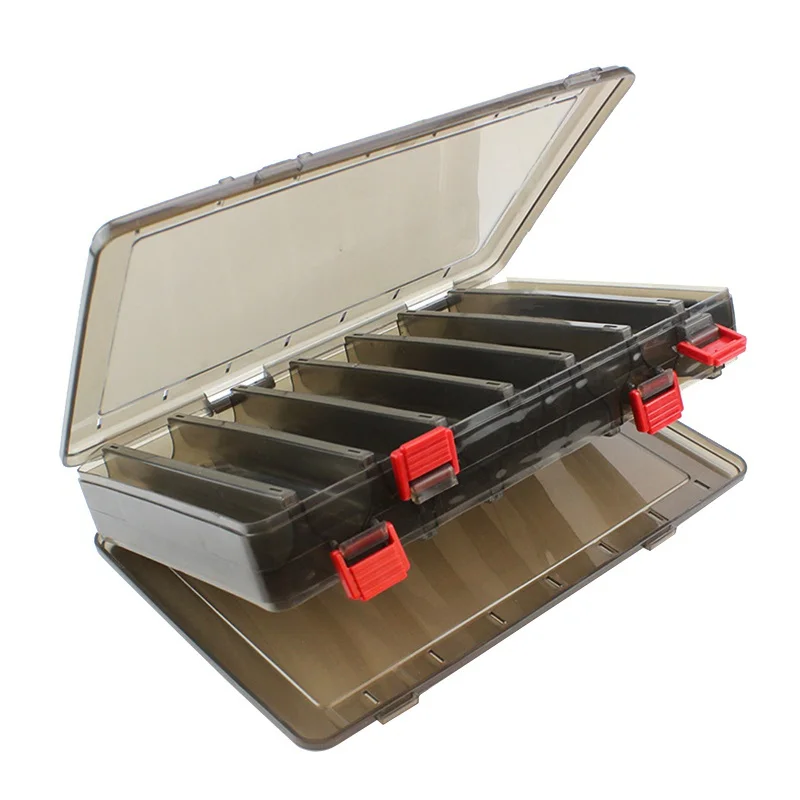 thumbnail image 2 of TOPIND Double Sided Fishing Lures Box Transparent Plastic Bait Hooks Boxes Terminal Tackle Bits Clear Storage Box Organizer Case 14 Compartments With 2 of 14
