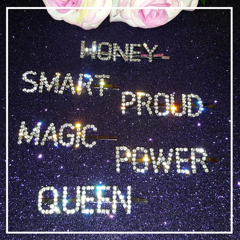

Britsh Style hot fashion letter word rhinestone crystal hairpin hairclips hair clip grip pin barrette ornament hair accessories