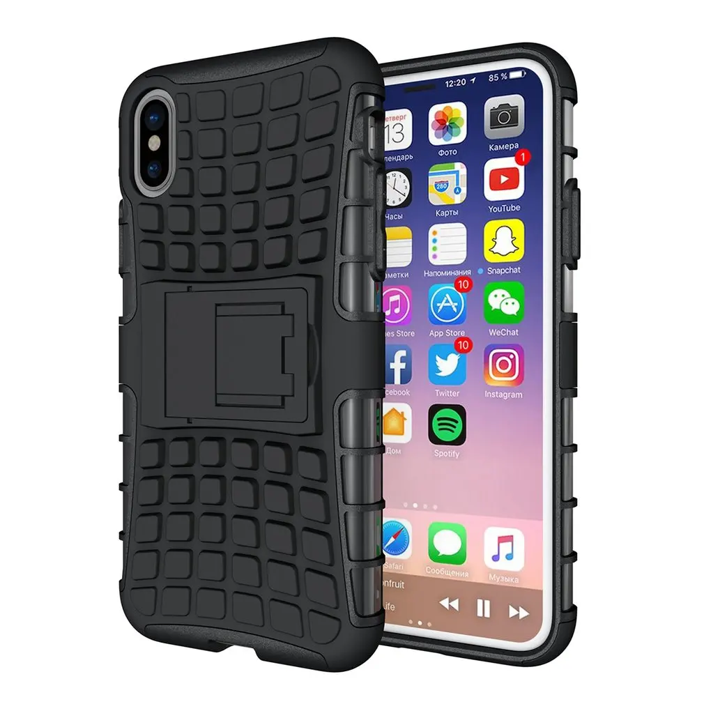 HEAVY DUTY ударостойкой строителей жесткий чехол с подставкой для IPHONE X