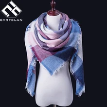 Модный женский шарф для зимы, мягкий удобный брендовый клетчатый шарф, кашемировые шарфы, теплые квадратные шарфы