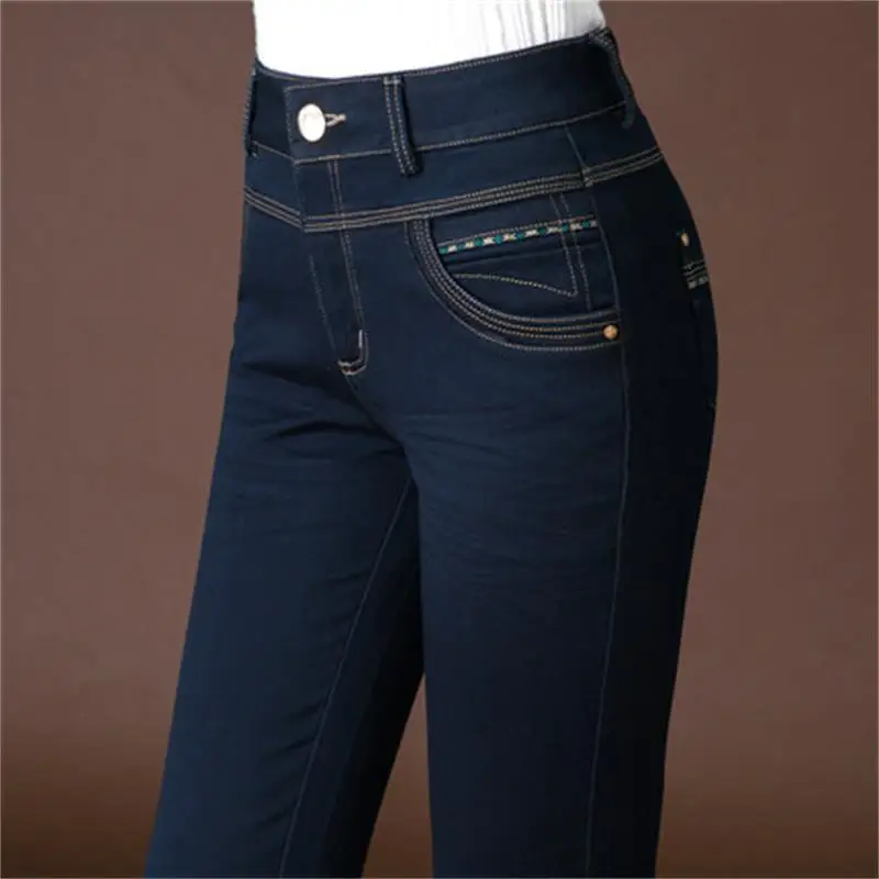 Autumn and winter new fashion jeans ladies plus velvet padded pants in