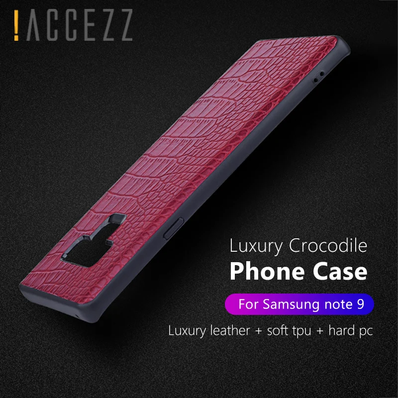 !ACCEZZ Luxury Crocodile Skin Phone Case For Samsung Galaxy Note9 Cover Soft TPU Protective Shell Capa Coque PC Hard Frame Cases |