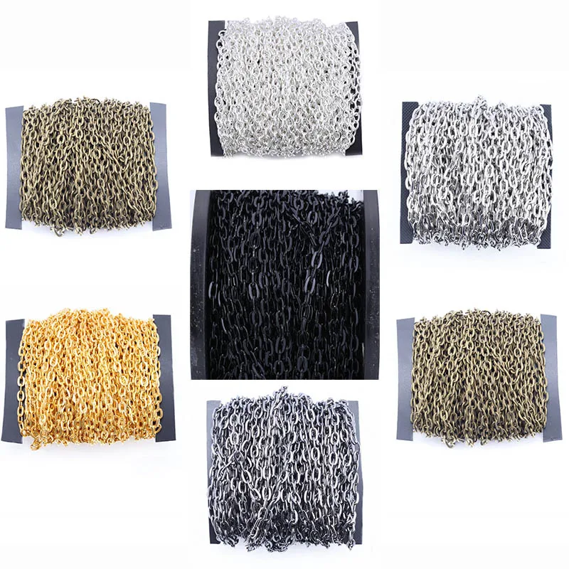 

Semitree 10Meters 2*3/3*4/5*8mm Metal Necklace Chains Bulk Fit Bracelet DIY Crafts Link Chain for Jewelry Making Accessories
