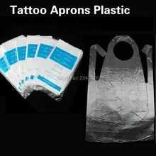 100 шт./кор. одноразовые поли фартуки для тату пластиковые одно использование фартуки для тату с рукавами постоянный аксессуар для макияжа чистящие принадлежности