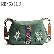 MENGXILU 2018 Fashion Floral Embroidery Women Messenger Bag Ladies Crossbody Bags Handbags Women Famous Brand Bolsa Feminina