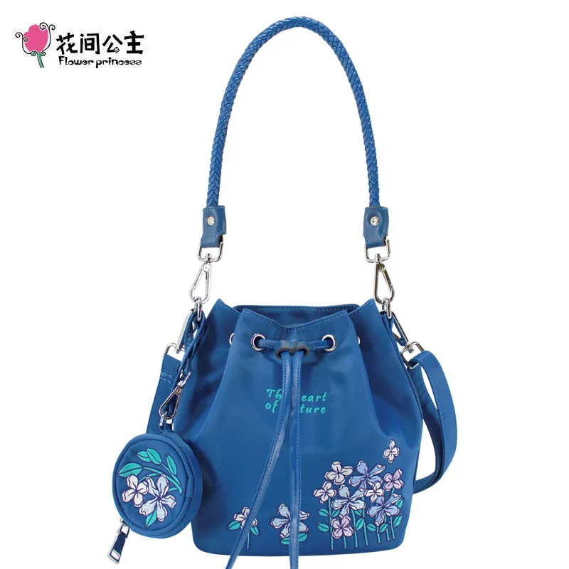 

Flower Princess Original Embroidery Vintage Women Bucket Bags Fashion 2019 Lady Handbags High Quality Shoulder Crossbody Bags