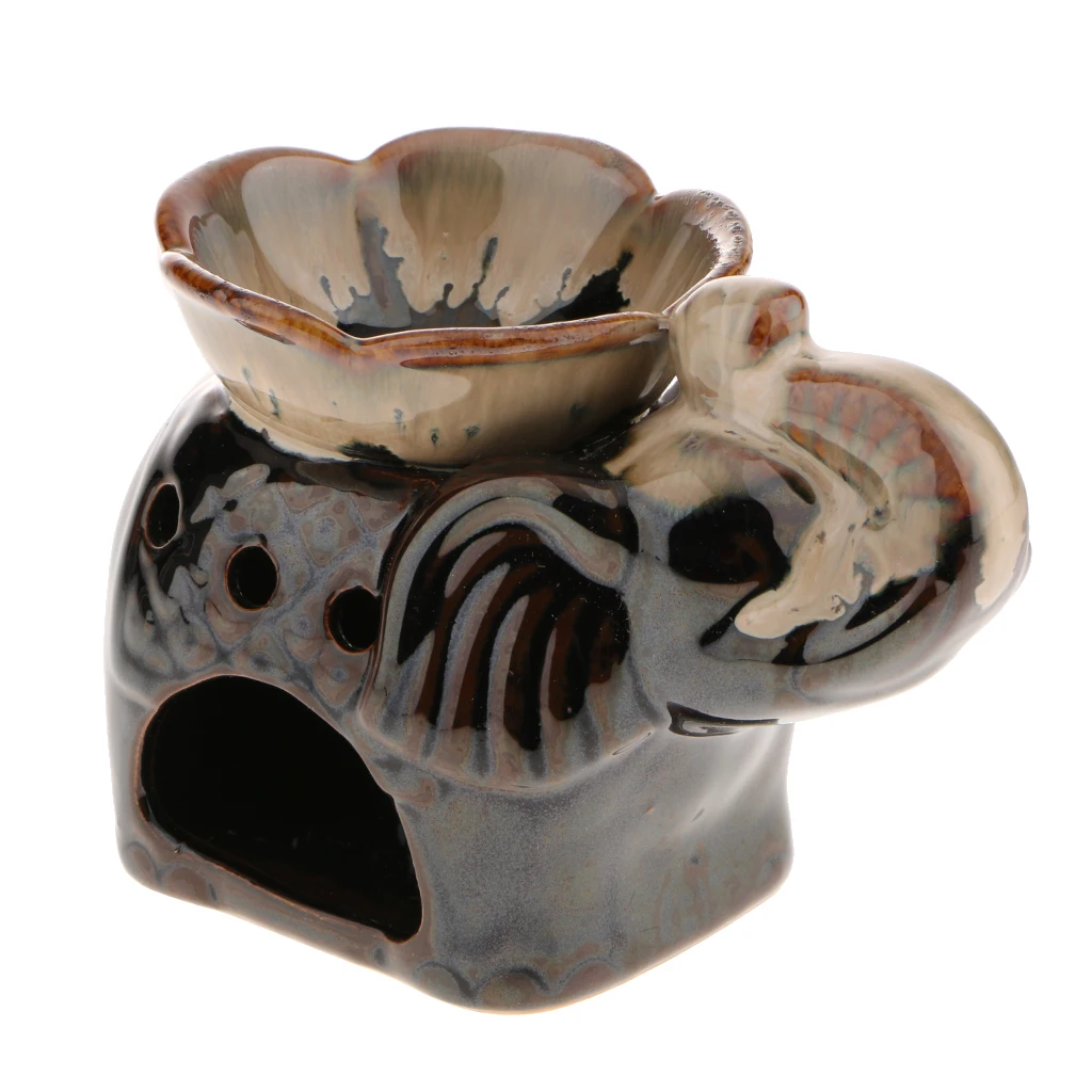 CERAMIC ELEPHANT OIL BURNER+TEALIGHT CANDLE HOLDER DECOR ORNAMENT FIMGURINES
