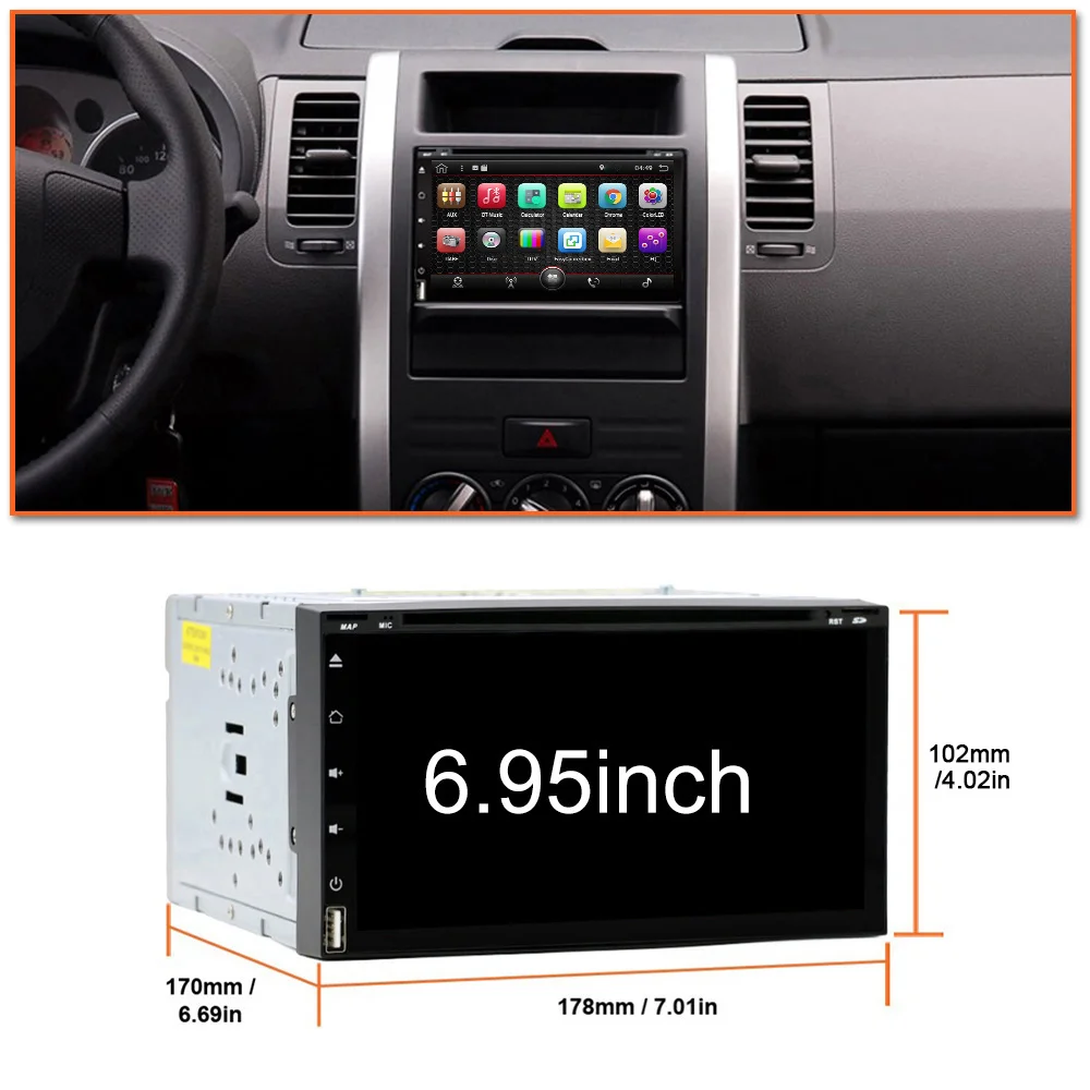 Perfect Eunavi Octa 8 Core 2 din android 8.1 car dvd player universal 2din 6.95