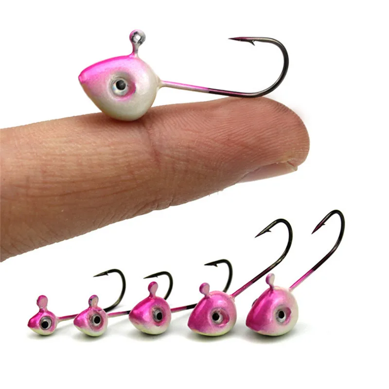 

5PCS 0.5g 1g 2g 3g 4g 5g Crank Jig Head Hook Fishing Kook Lead Head Jig Lure Hard Bait Soft Worm Jig Hook for Fishing