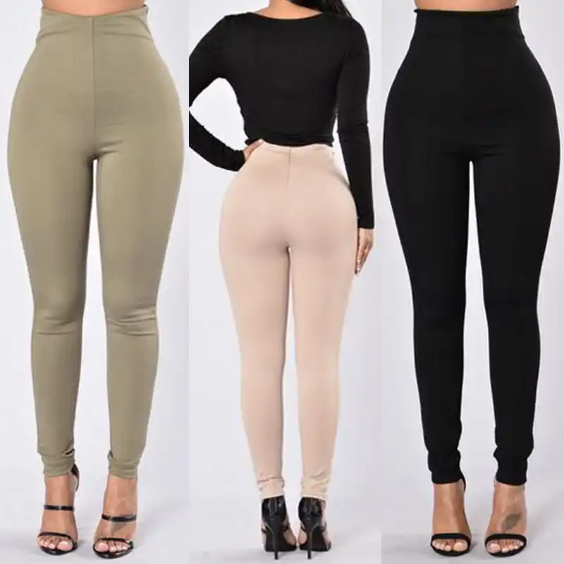 high waisted back zipper pants