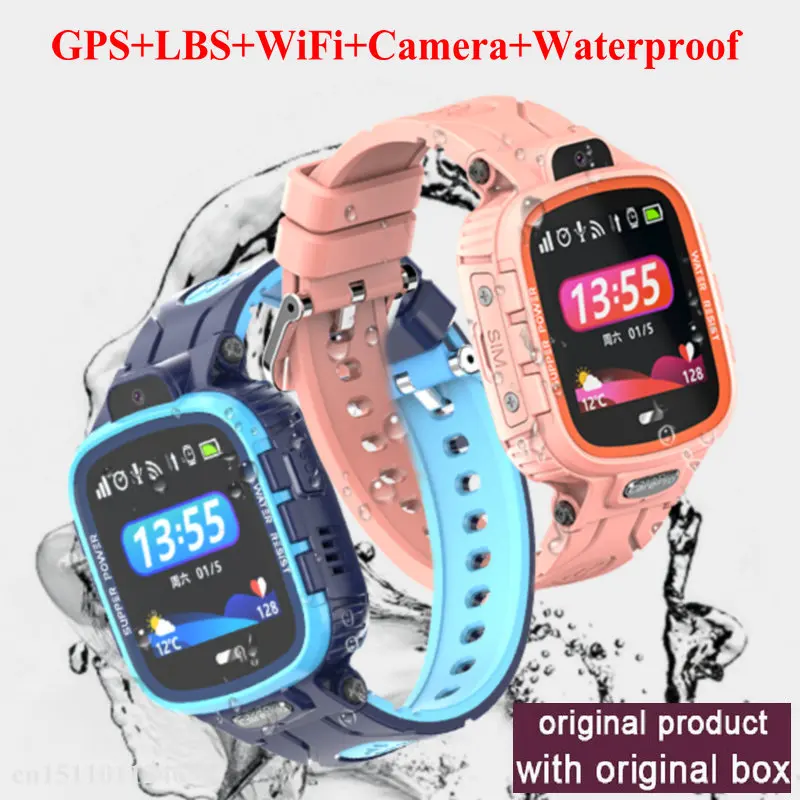 GPS Smart Watch IP67 Waterproof Wifi Kids Tracker Phone Smartwatch Children GPS SOS Monitoring Positioning Watch 500mAh Battery