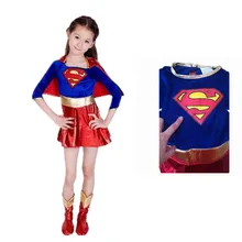 Детский день Супергерл одежда для косплея костюмы Супермен Хэллоуин Пурим костюмы для вечеринки в честь Дня рождения для девочек детское праздничное платье
