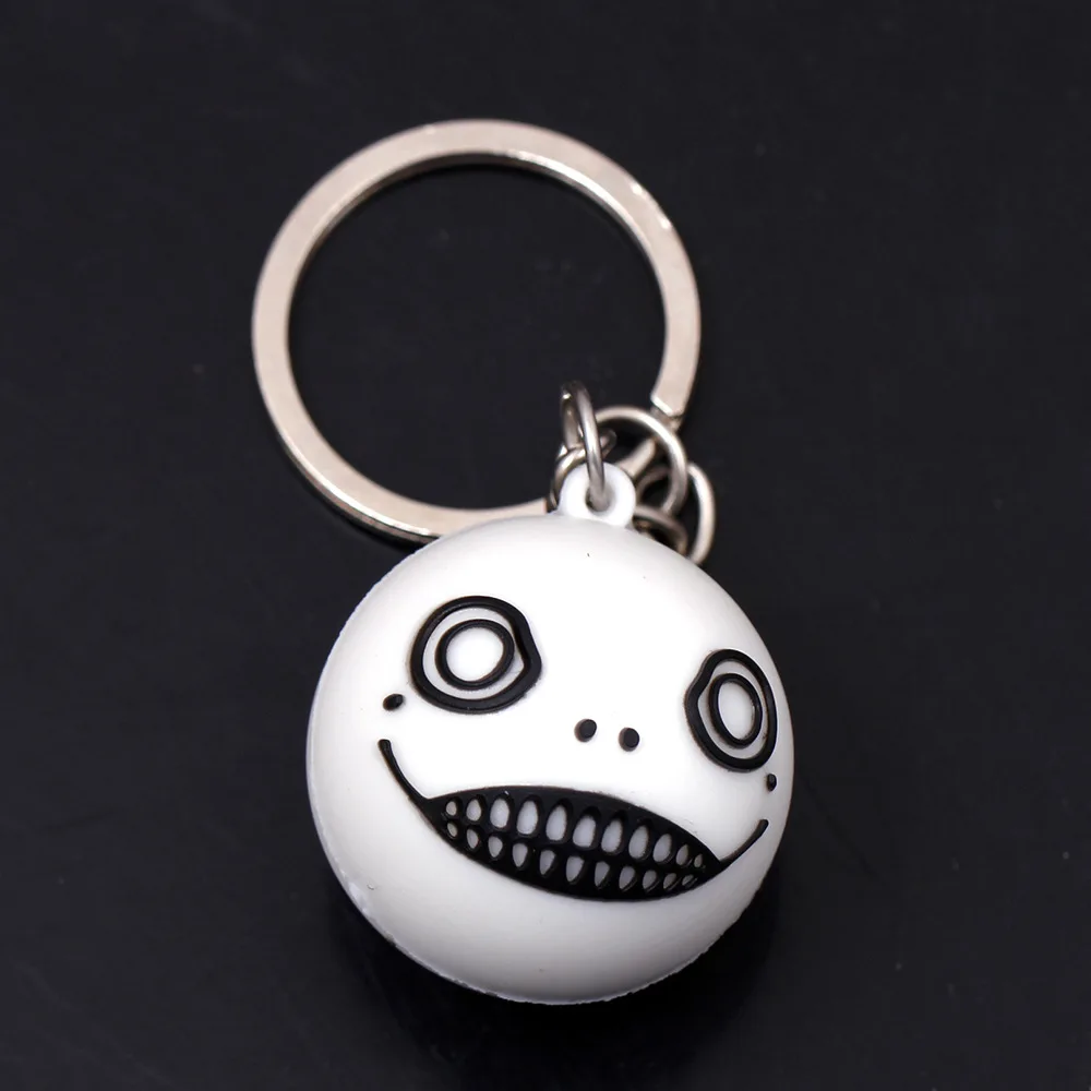 

2017 Game NieR Automata KeyChains for Best Friend Rubber Silicone Face Ball Key Chain Car Key Holder Keyring Porte Clef Llavero