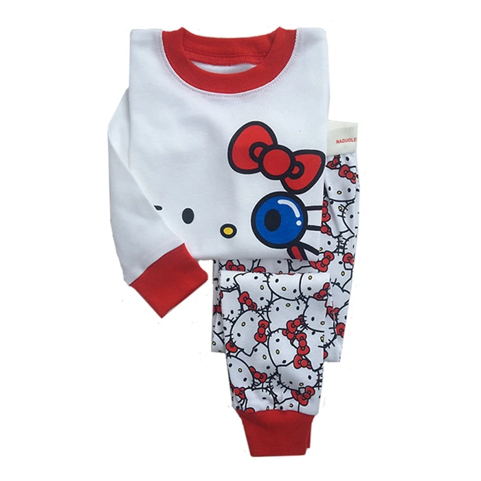 Брендовые хлопковые детские пижамы для мальчиков и девочек детские пижамы с длинными рукавами - Цвет: Слоновая кость