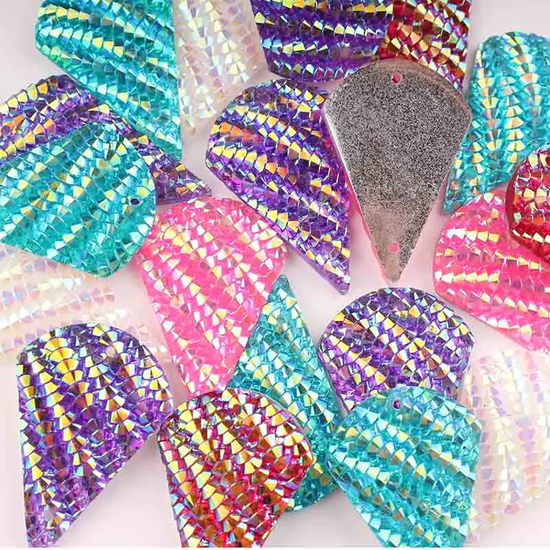 

Taidian AB Color Resin Gems for Native American Women DIY Jewelry Making 20*30mm 6 colors 50pcs/lot 2 Holes