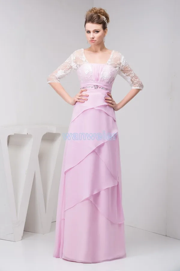 

free shipping 2014 design new arrival cap sleeve custom crystal long sleeve evening gown luxury real photo chiffon evening dress