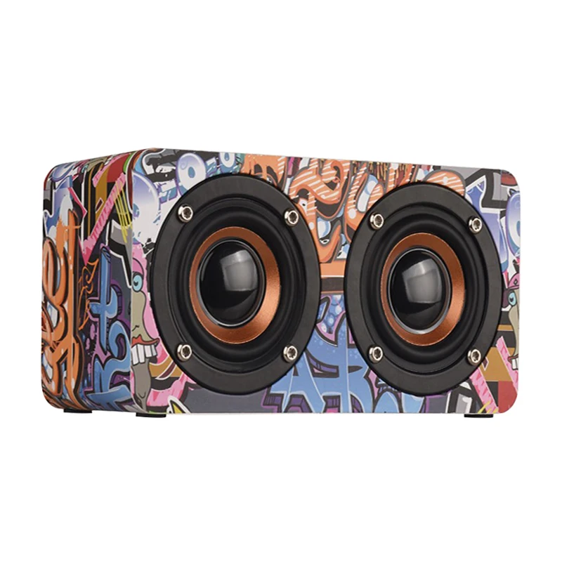 

Bluetooth Speaker Wooden Doodle Portable Wireless Subwoofer HIFI Super Bass MIC Radio FM TF for Phone PC
