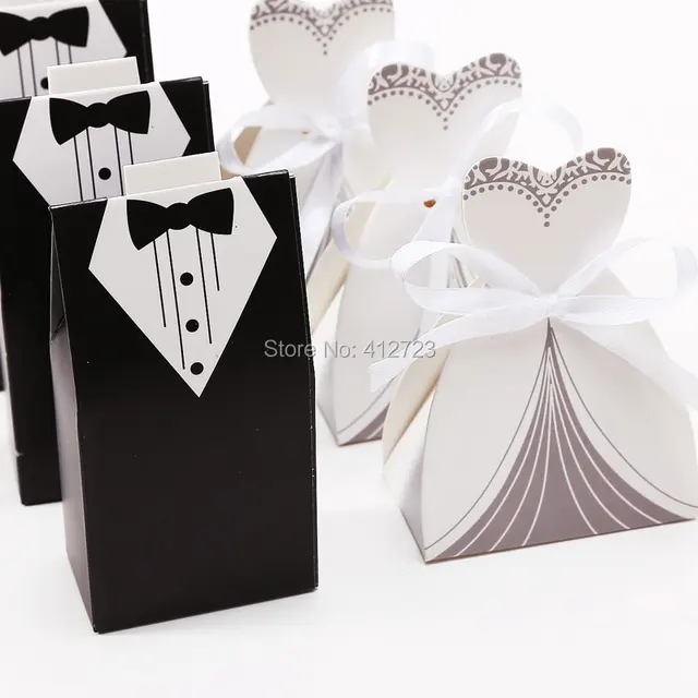 Wedding Dress Tuxedo Candy Paper Box Party Favor Gift Ribbon Groom Wedding Dress Tuxedo Candy Paper Box Party Favor Gift Ribbon Groom Bridal Bags Sweets Bo Shower