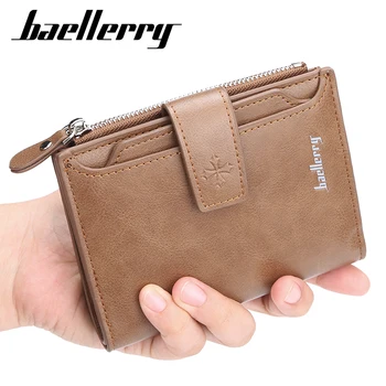 

Baellerry Men Small Hasp Short Wallet Casual PU Leather Coin Pocket Zipper Money Purse Organizer Credit License Card Holders