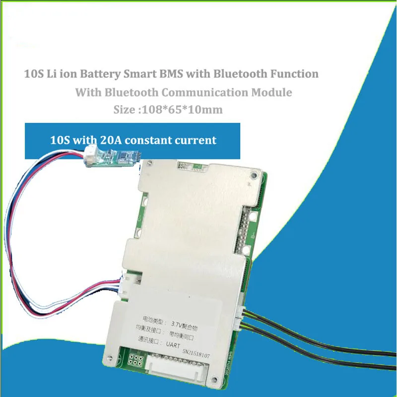 

10S 36V li ion Battery smart Bluetooth BMS and PCB of 42V 18650 Lithium software BMS with UART communication 60A current
