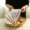 Handmade Bamboo Woven Bug Proof Wicker Basket Dustproof Picnic Fruit Tray Food Bread Dishes Cover With Gauze Panier Osier 1