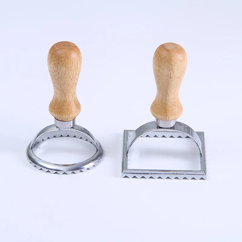 

Metal Dumpling Molds 2 Shapes Dumpling Press Tool Chinese jiaozi Tool Cooking Pastry Dumpling Pasta Mold Wood Handle Cookware