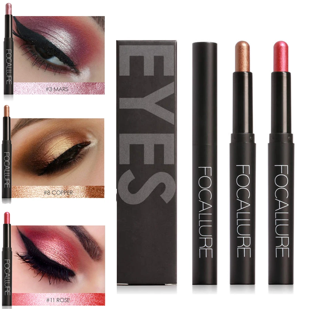 Focallure shimmer eyeshadow pencil 12 цветов водостойкие блестящие тени для век пигментная