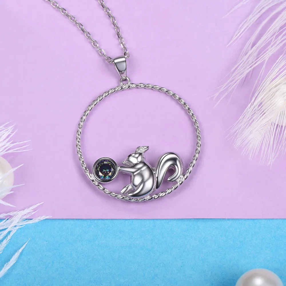 Silver Squirrel Necklace Pendant 925 Sterling Silver