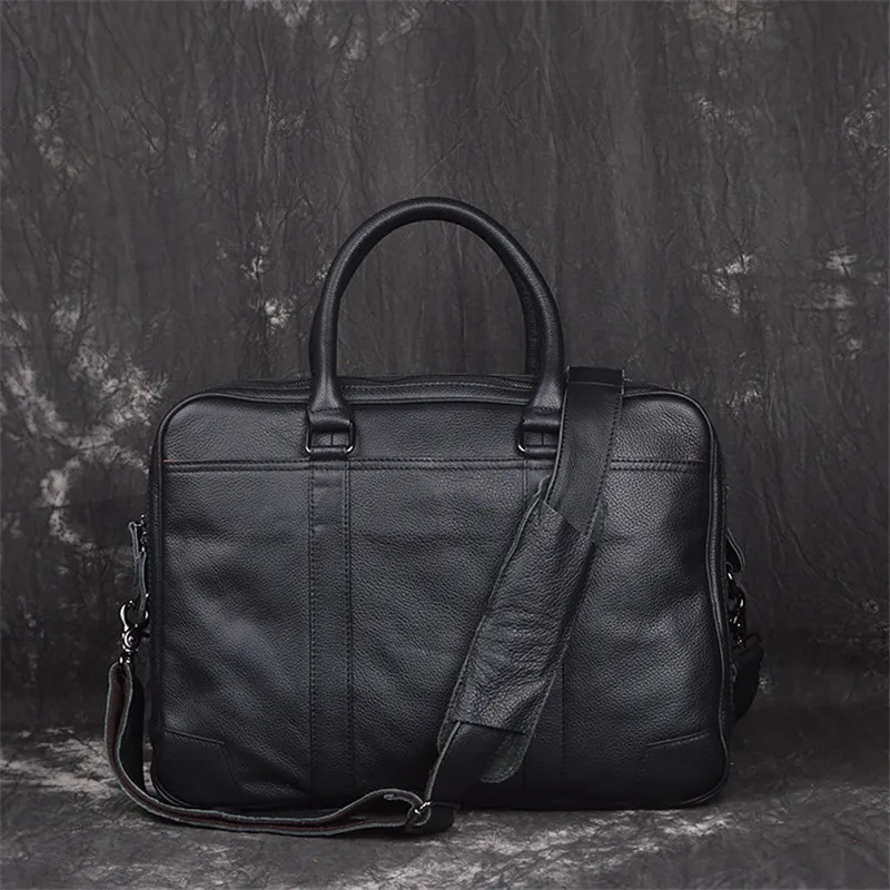 Nesitu черный мужской портфель из натуральной кожи 14 дюймов для ноутбука, сумки-мессенджеры для офиса, портфель на плечо, деловая дорожная сумка M1814
