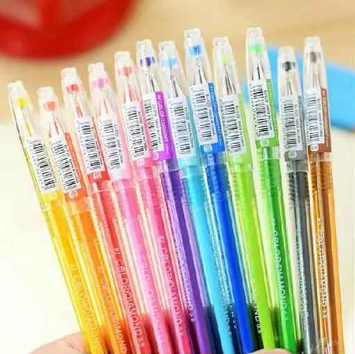

12 Pcs/lot Creative Stationery Pens/Pencils/Writing Supplies Cartoon Fresh Candy Colors Diamond Color Gel Pen