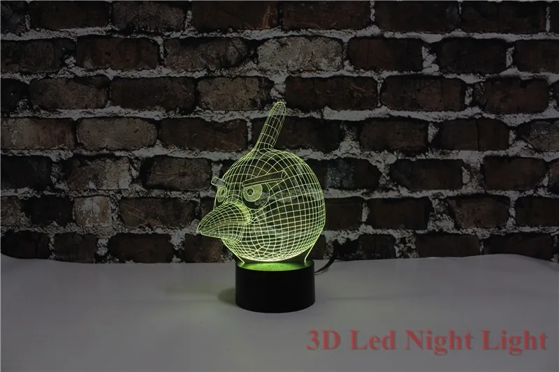 Новое поступление 3D Led Птица Детские ночник 7 цветов изменчива Творческий коробки Птица Детские Nite Lite YJM-2842