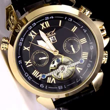 Оригинальные автоматические механические часы с кожаным турбийоном и маховиком, мужские наручные часы, мужские часы