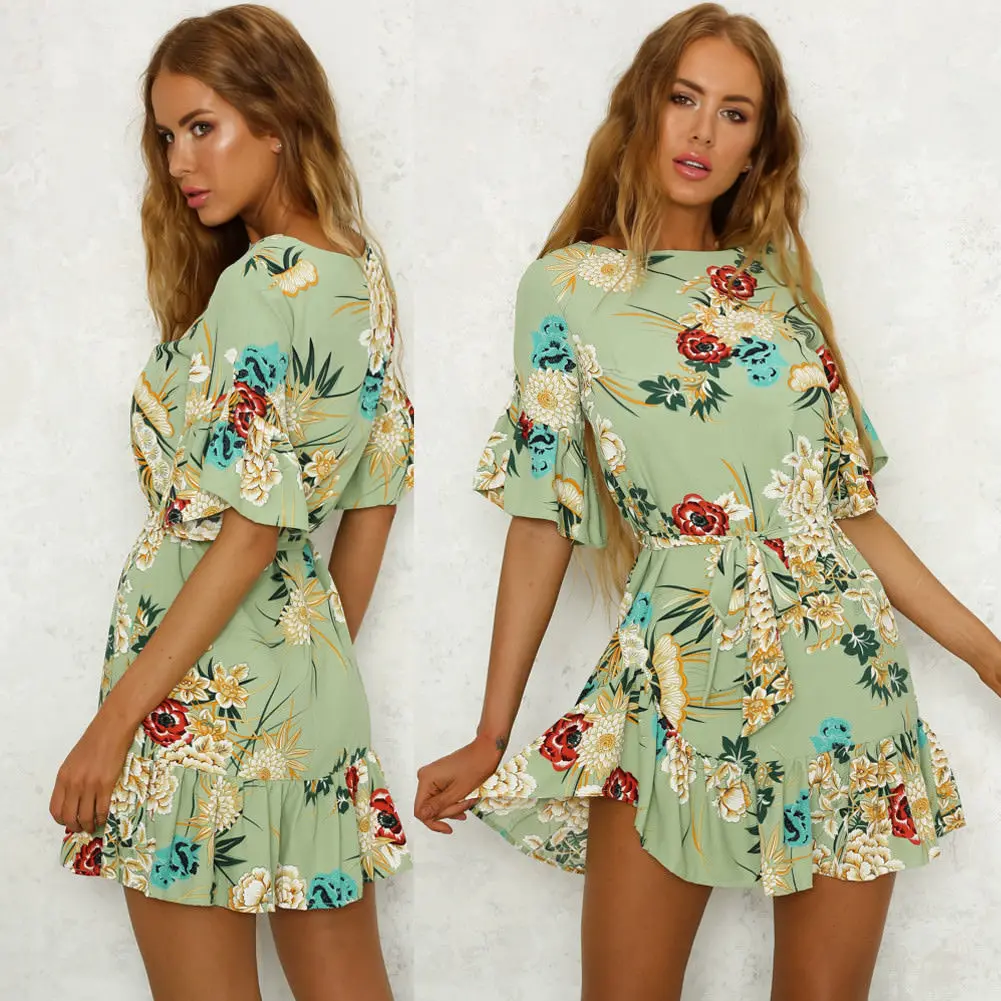 Новое поступление женское летнее платье 2018 праздничная пляжная одежда с