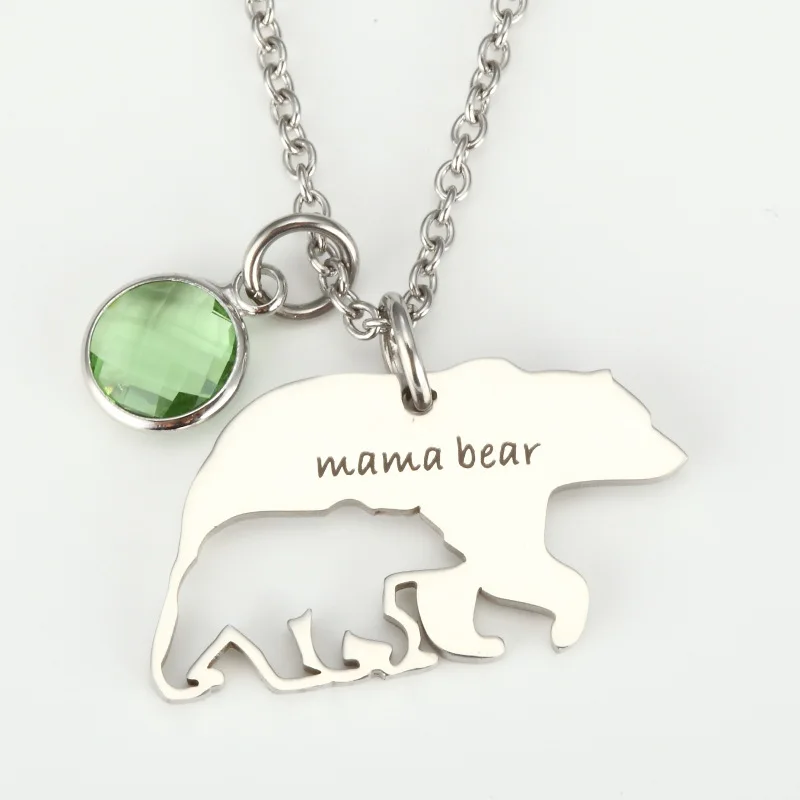 Engraved "Mama Bear" Letters Necklace Pendant, Stainless Steel DIY