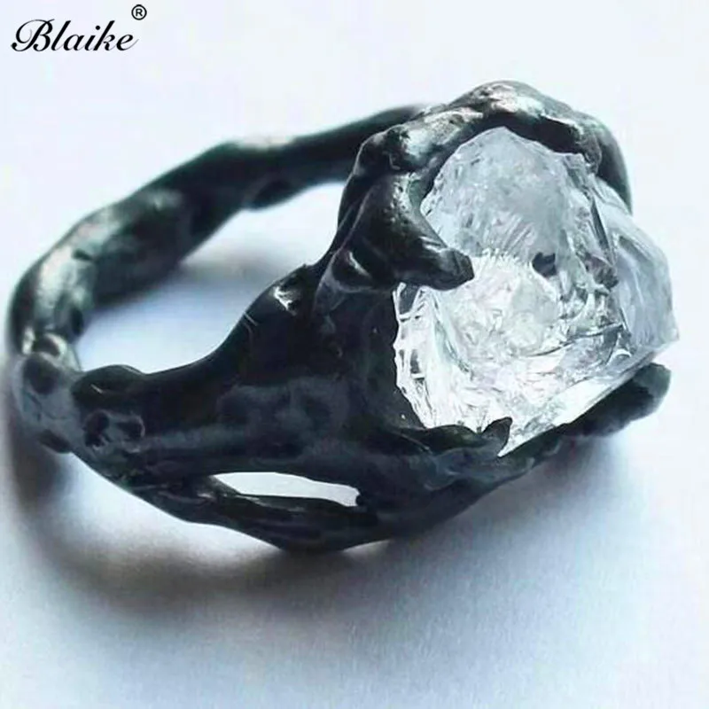 

Blaike Personality Irregular Crystal Rhinestone Black Gold /Silver Plated Rings For Men Women Vintage Hip Hop Trend Jewelry Gift