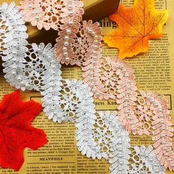 

1 Yard Pearl Centipede Flower Daisy Lace Ribbon Fabric Trim Applique Laces Trimmings for Sewing Accessories Embroidered Clothing